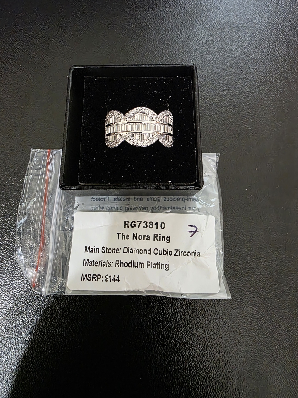 The Nora Ring Rhodium-Plated Silver Tone with Clear Stones - Size 7
